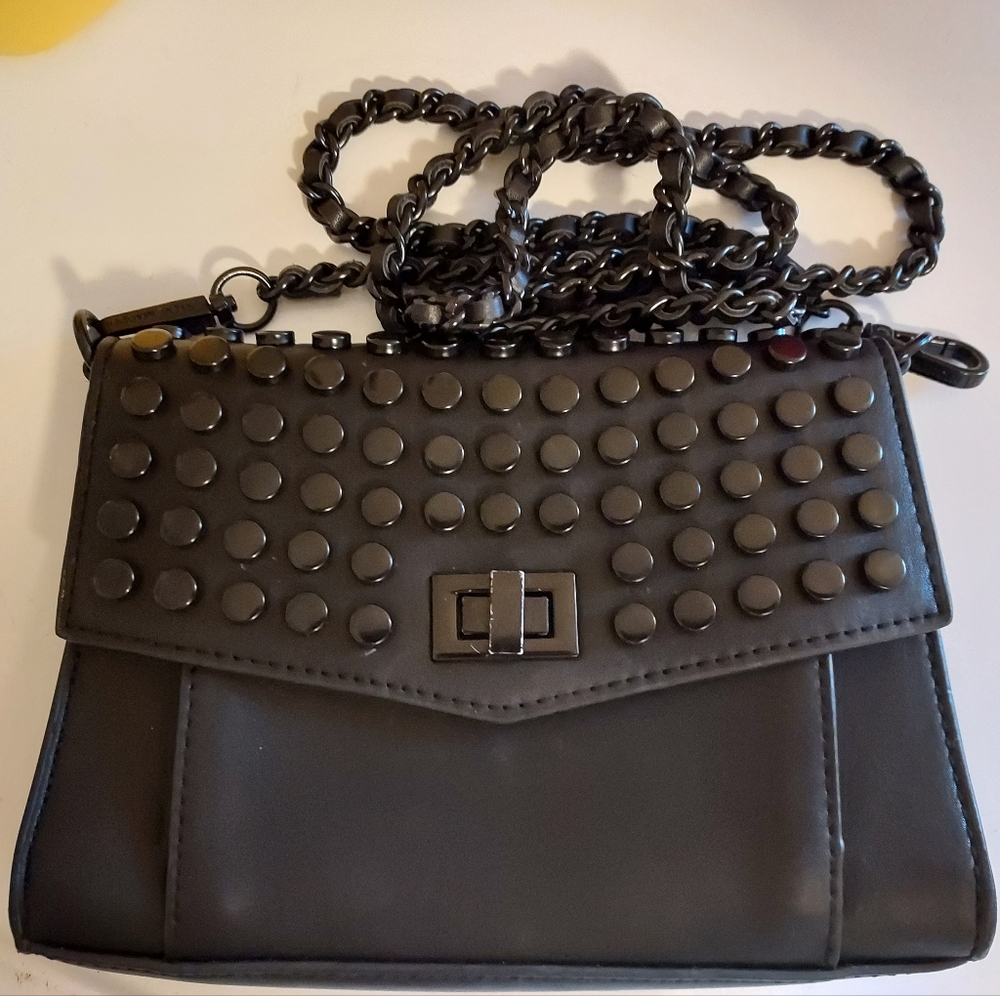 Steve Madden Baidan studded cross-body bag in black